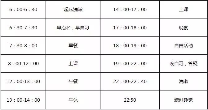 作息时间表